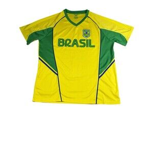 Brazil Soccer Jersey XXL Yellow Green Brasil Futbol Fan Shirt Icon Sports